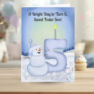 Foster Son 5th Birthday Snowman Snowy Card