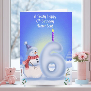 Foster Son 6th Birthday Snowman Snowy  Card