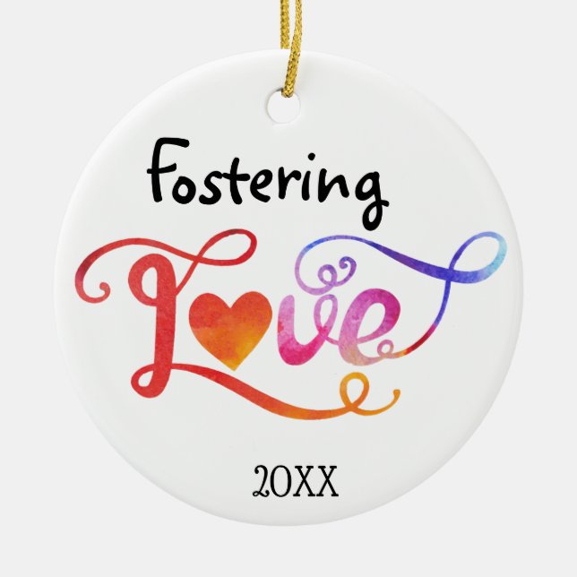 Fostering Love - Foster Care Adoption Gifts Ceramic Tree Decoration (Front)