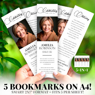Foto 2x7" DIY Elegant Funeral Bookmark Template 