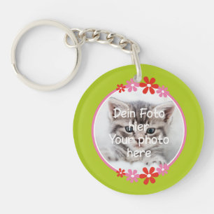 Foto - Blumen rot rosa grün Kinder - Key Ring