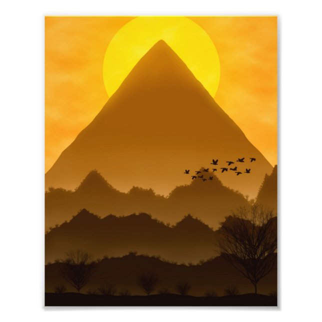 Foto Paisagem Pôr do Sol Monocromática Amalela Photo Print (Front)