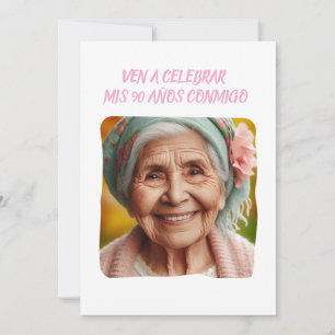 Foto Personalizada 90 Años Fiesta de Cumpleaños Invitation