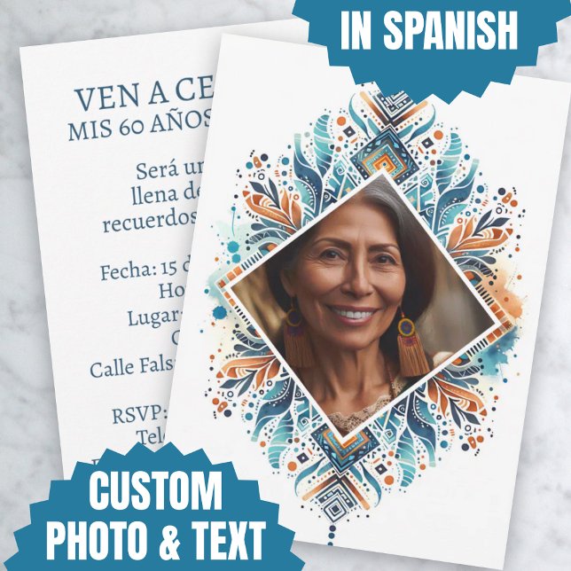Foto Personalizada Invitación de 60 Años Pattern Invitation (Foto Personalizada Invitación de 60 Años Pattern Invitation)