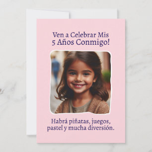 Foto Personalizada Mis 5 Años Cumpleaños Cinco  Invitation