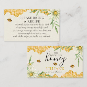 Found Her Honey Bee Bridal Shower Recipe Request Enclosure Card