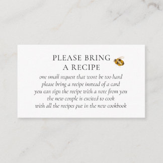 Found Her Honey Bee Bridal Shower Recipe Request Enclosure Card