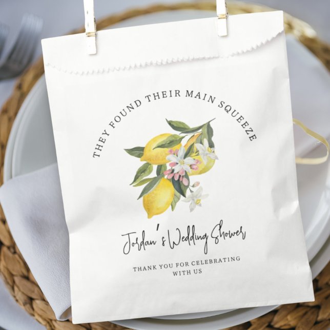 Found Main Squeeze Watercolor Lemon Wedding Shower Favour Bags (Creator Uploaded)