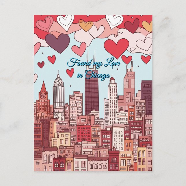 Found my Love in Chicago Valentine's Day Postcard (Front)