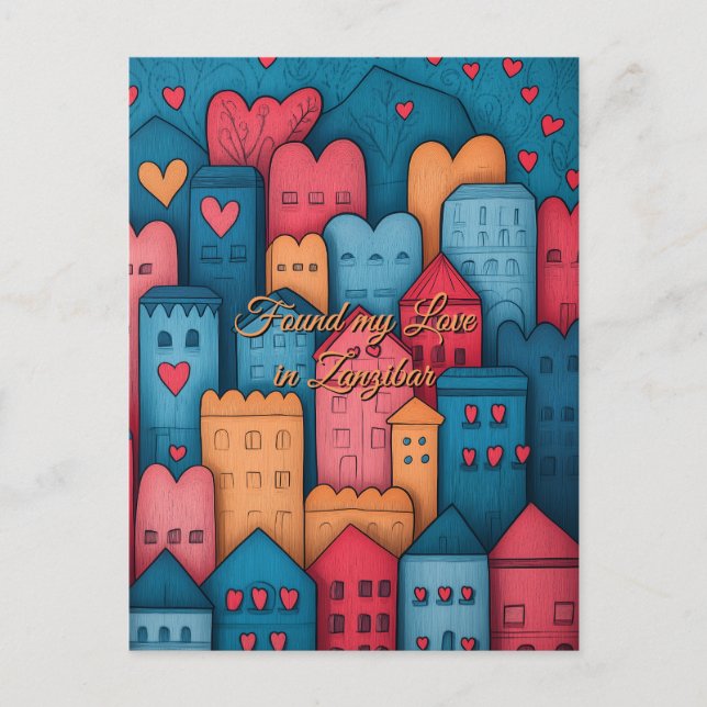 Found my Love in Zanzibar Valentine's Day Postcard (Front)