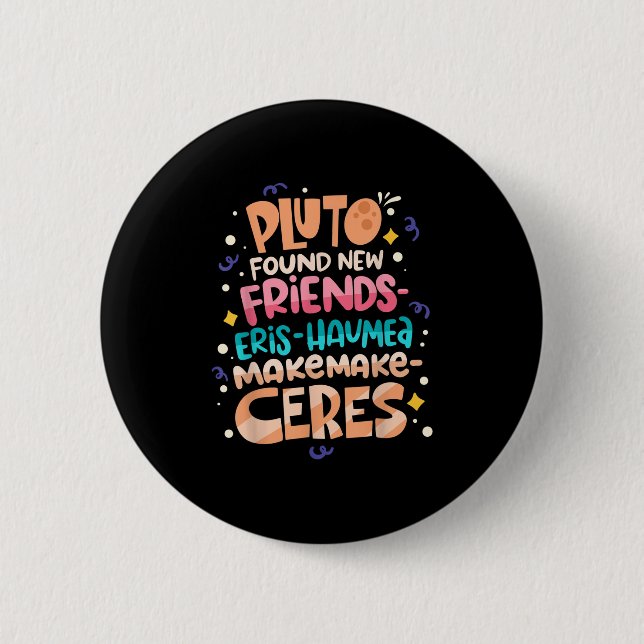 Found New Friends Funny Science Quotes Planets  6 Cm Round Badge (Front)