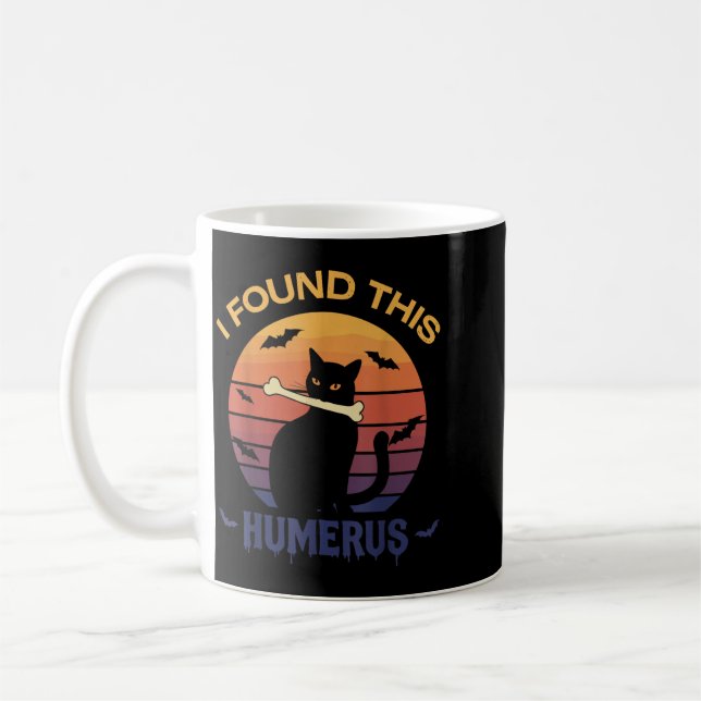 Found This Humerus Shirt Halloween Black Cat Coffee Mug (Left)