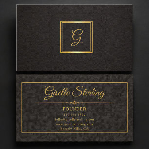 Founder Monogrammed Gold Black Professional Business Card