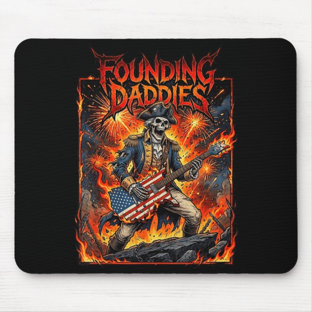 Founding daddies skeleton rocker electric guitar mouse pad (Front)