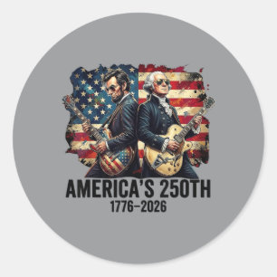 Founding Father Abe Lincoln Playing Guitar 250th Classic Round Sticker
