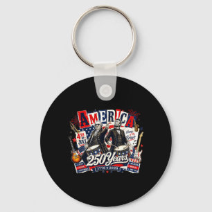 Founding Father Abe Lincoln Playing Guitar 250th Key Ring