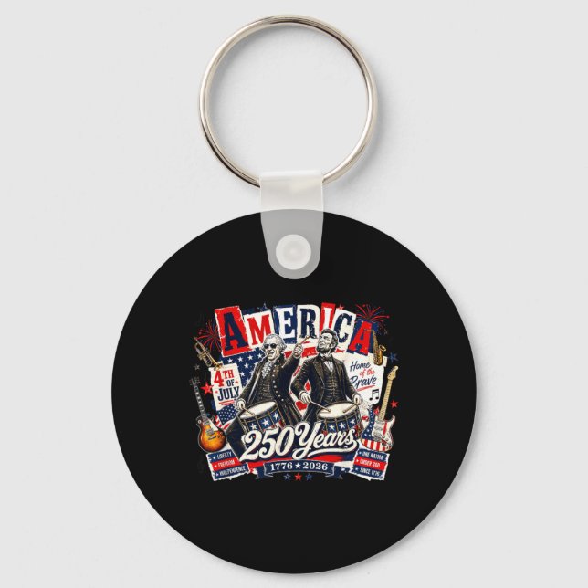 Founding Father Abe Lincoln Playing Guitar 250th Key Ring (Front)