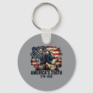 Founding Father Abe Lincoln Playing Guitar 250th Key Ring