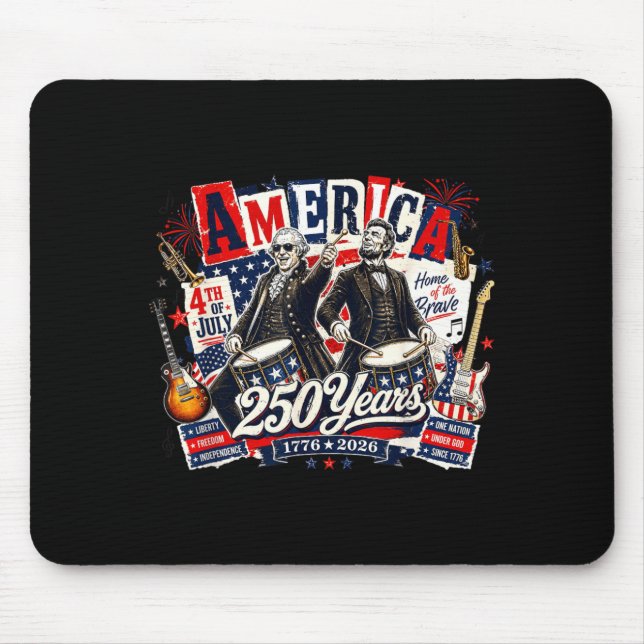 Founding Father Abe Lincoln Playing Guitar 250th Mouse Pad (Front)