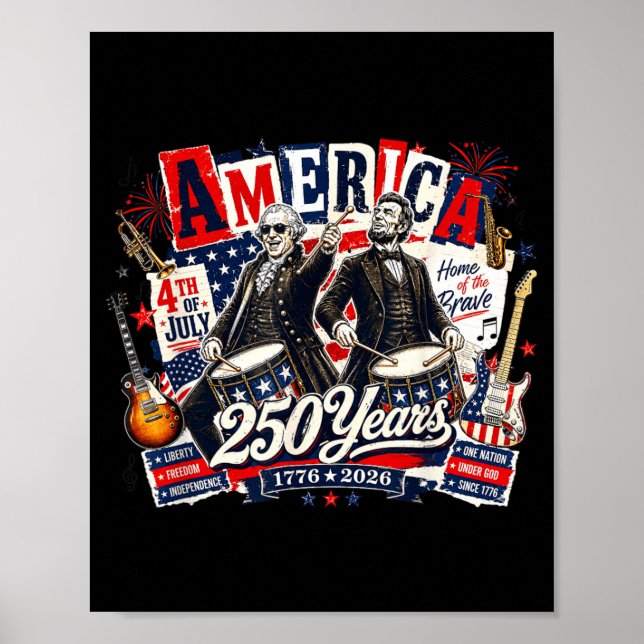 Founding Father Abe Lincoln Playing Guitar 250th Poster (Front)