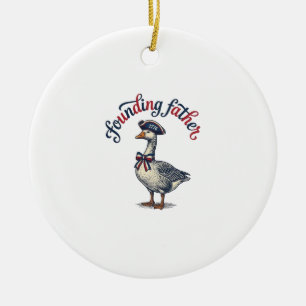 Founding Father Goose Vintage Patriotic Shirt Desi Ceramic Tree Decoration