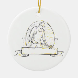 Foundry Worker Steel Ladle Miono Line Ceramic Tree Decoration