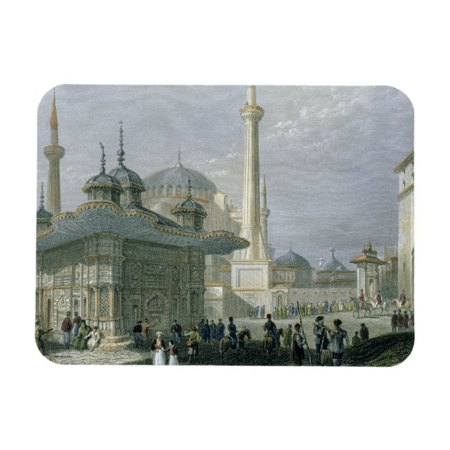 Fountain and Square of St. Sophia, Istanbul, engra Magnet (Horizontal)