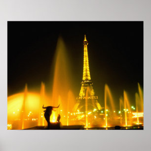 Fountain at the world famous Eiffel Tower Paris Poster