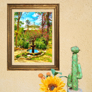 Fountain & Garden Mexico Poster