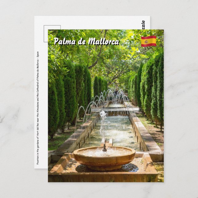 Fountain in Almudaina Gardens - Palma de Mallorca Postcard (Front/Back)