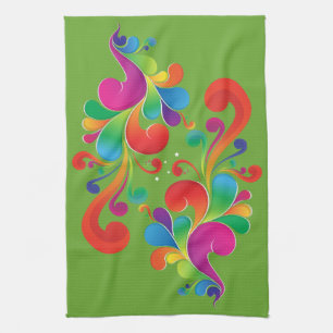 Fountain of Colour, Groovy 70s multicolored Tea Towel