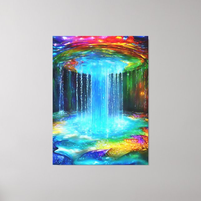 Fountain of Life Waterfall Colourful Abstract  Canvas Print (Front)