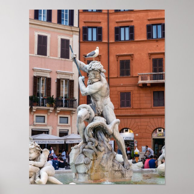 Fountain of Neptune in the Piazza Navona - Rome Poster (Front)