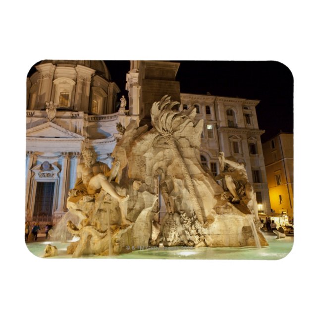 Fountain of the 4 Rivers, Piazza Navona, Rome Magnet (Horizontal)