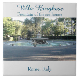 Fountain of the sea horses, Villa Borghese Garden  Tile
