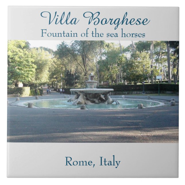 Fountain of the sea horses, Villa Borghese Garden  Tile (Front)