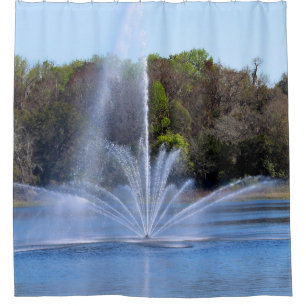 Fountain On A Pond Shower Curtain
