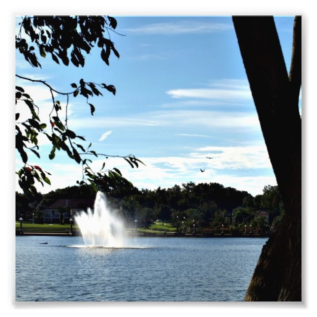 Fountain on Lake Mirror on a  Photo Print (Front)