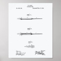 Fountain Pen 1893 Patent Art White Paper