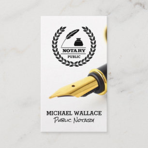 Fountain Pen Public Notary Logo Business Card