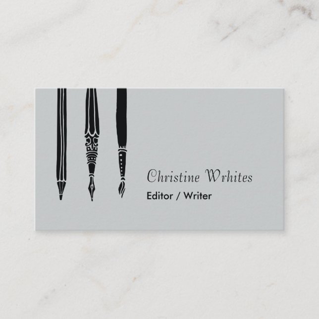 Fountain Pen Quill Writer Author Business Card (Front)