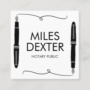 Fountain Pen Signature Logo Notary Public Legal Square Business Card