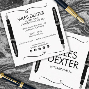 Fountain Pen Signature Logo Notary Public Legal Square Business Card