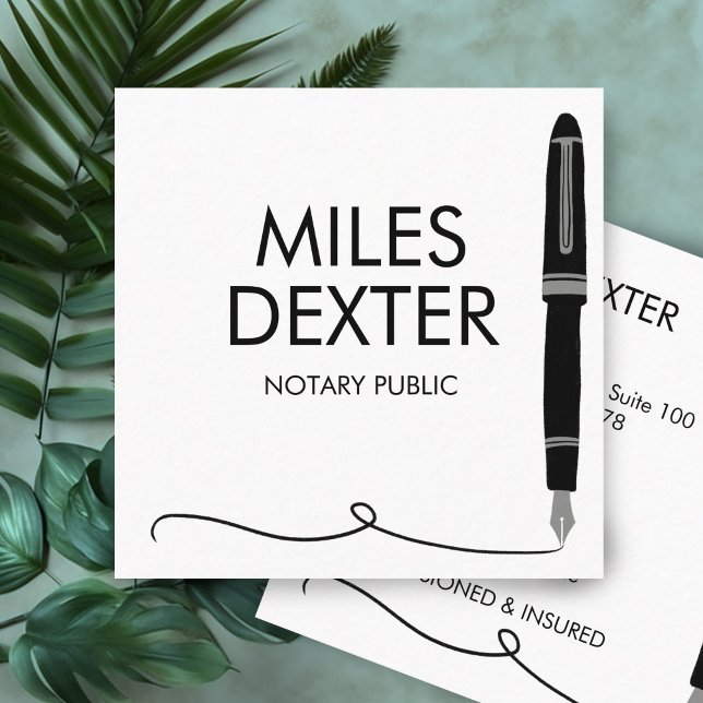 Fountain Pen Signature Logo Notary Public Legal Square Business Card (Fountain Pen Signature Logo Notary Public Legal Square Business Card
)
