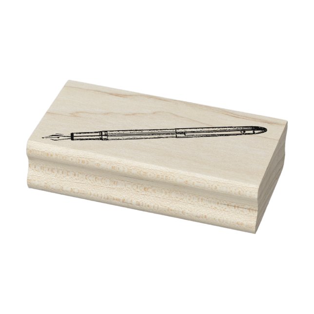 Fountain Pen Wooden Mounted Rubber Stamp (Stamp)