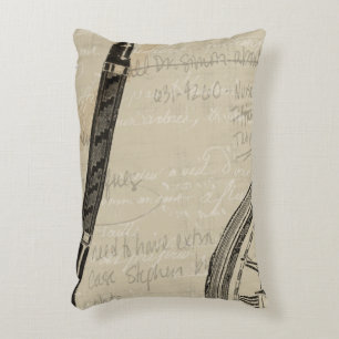 Fountain Pens and Watchface with Notes Decorative Cushion