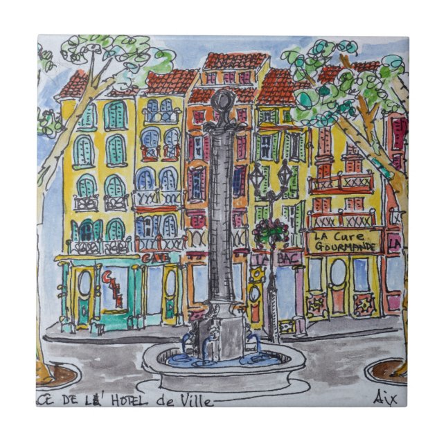 Fountain Place de L'Hotel de Ville Tile (Front)