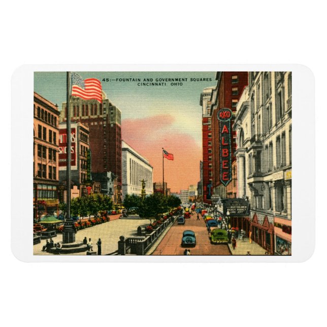 Fountain Square, Cincinnati, Ohio Vintage Postcard Magnet (Horizontal)