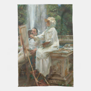 Fountain Villa Torlonia Frascati, Italy by Sargent Tea Towel