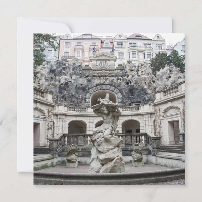 Fountain with Neptune statue in Prague Card (Front)